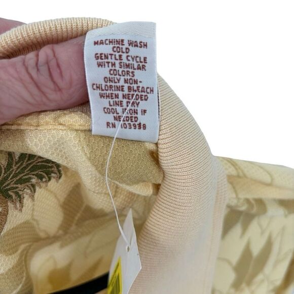 Caribbean Silk Blend Men’s Short Sleeve Hawaiian Shirt Yellow XL NWT - Picture 6 of 8